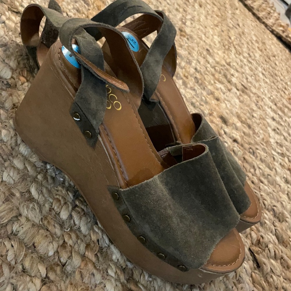 Olive Green Platforms with Wrap Strap